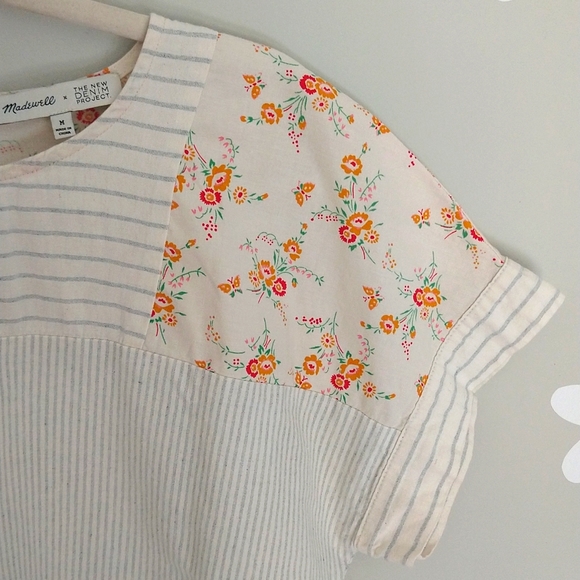 Madewell x The New Denim Project Patchwork Top In Railroad Stripe - Picture 9 of 15